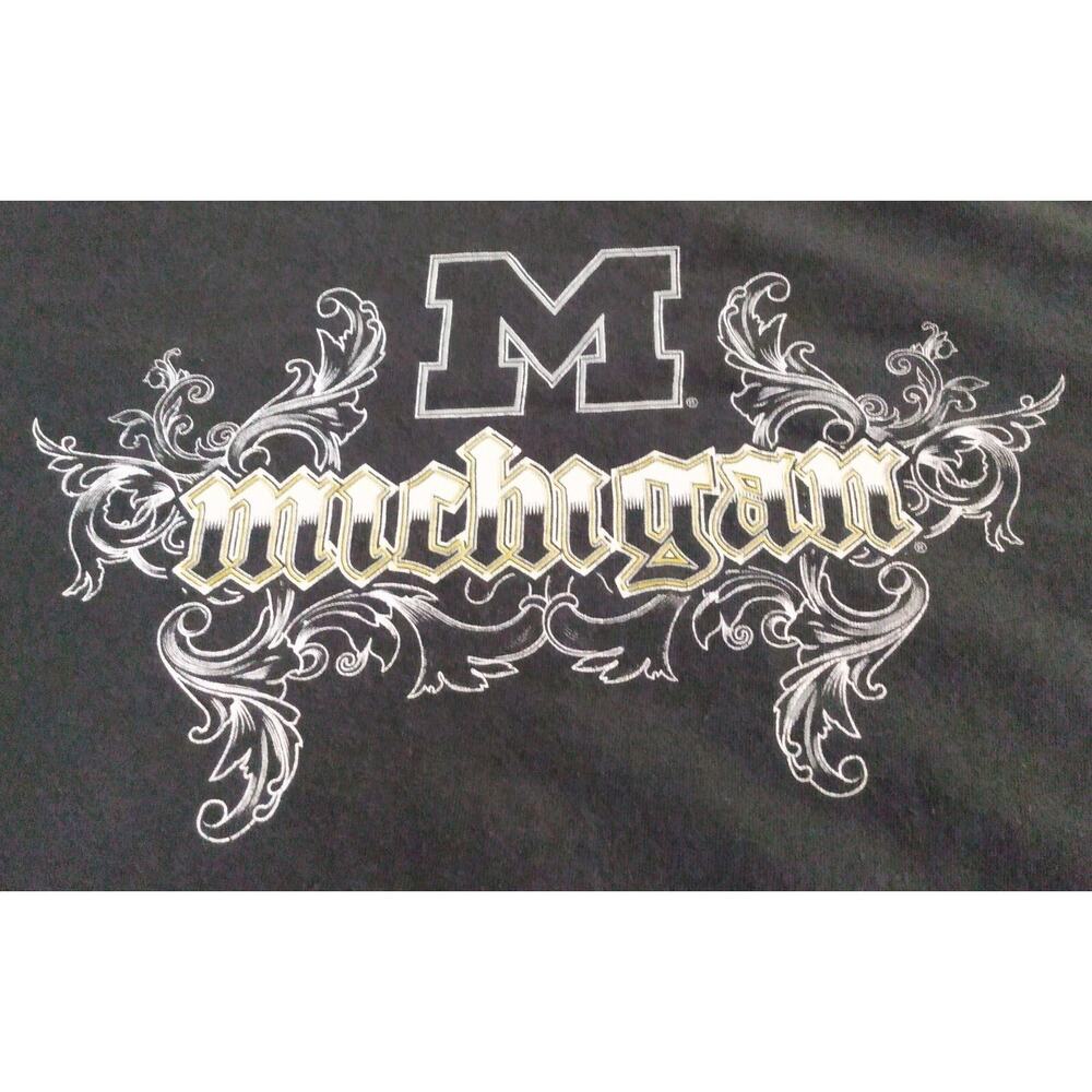 Vintage Michigan Biker T Shirt Size XL Black Delta Pro Scroll Rock Spellout
